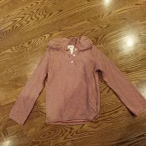 Olive Juice  red and white, ruffled collar shirt